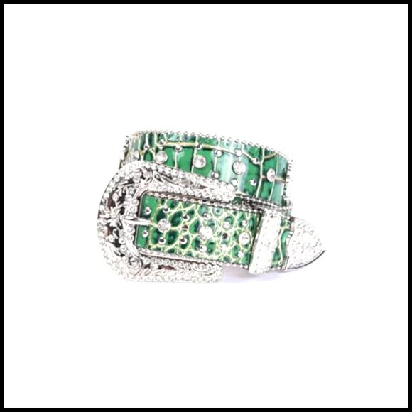 Western Rhinestone Belt Sparkling Cross Design Leather Statement Accessory main image 4